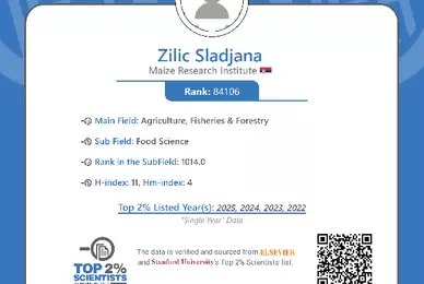 Dr Slađana Žilić na prestižnoj listi 2% najuticajnijih naučnika na svetu Dr Slađana Žilić na prestižnoj listi 2% najuticajnijih naučnika na svetu